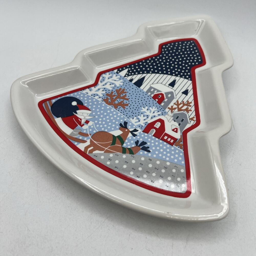 Noritake Twas the Night Before Christmas Christmas Tree Tray Dish 80s Kitsch 8"